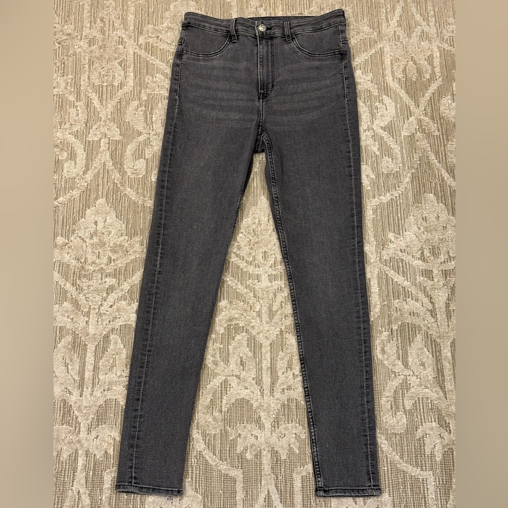 H&M Divided High Waisted Gray Grey Stretch Skinny Jeans Size 8 Size 29